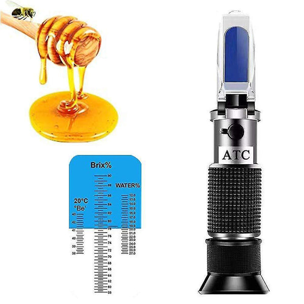 Telescopes honey refractometer for honey moisture  brix and baume  3-in-1 uses  58-90% brix scale range honey