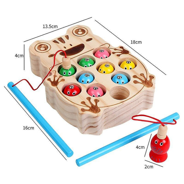 Fishing Toys Magnetic Fishing Games Frog Model Baby Wooden Toys Kindergarten Christmas gift|Fishing