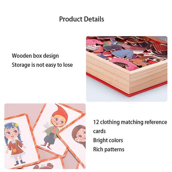 Wooden blocks wooden toy educational multi magnetic double sided puzzle cartoon girl dress up puzzle |magnetic