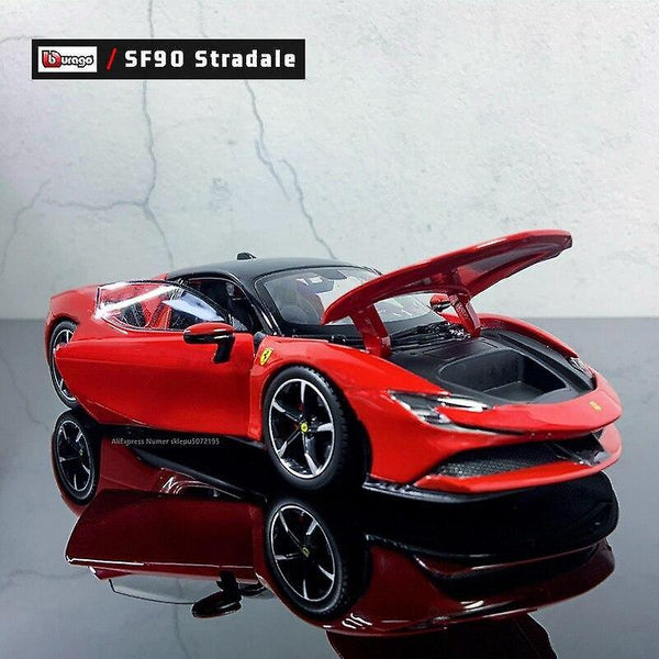 Toy cars 1:24 ferrari sf90 stradale simulation die cast alloy car model collection christmas gift toy red