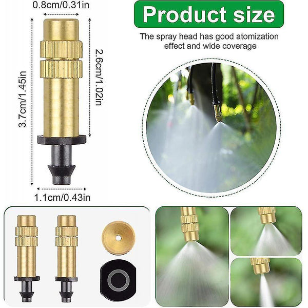 Powered hand fans misters 30pcs adjustable copper atomizing nozzle drip irrigation sprayer 4/7mm atomizing micro sprinkler