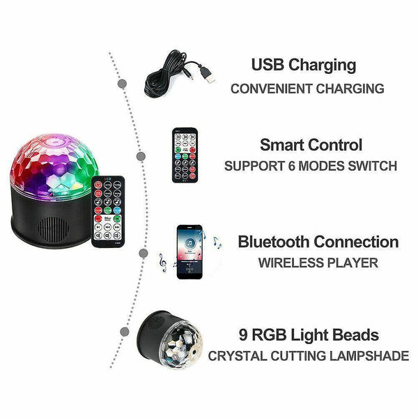 Loudspeaker management systems led rgb music player disco ball light club stage light voice remote control +usb