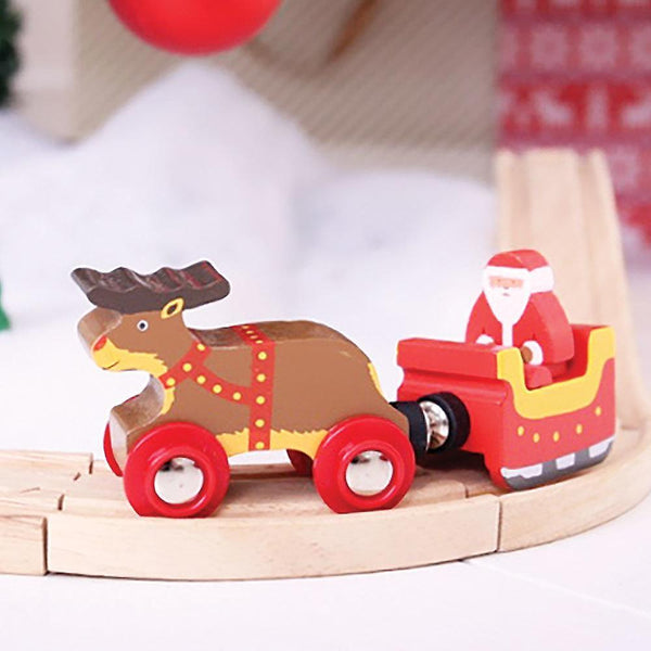 Toy Trains Train Sets Bigjigs Rail Santa Sleigh with Reindeer - Other Major Wooden Rail Brands are C