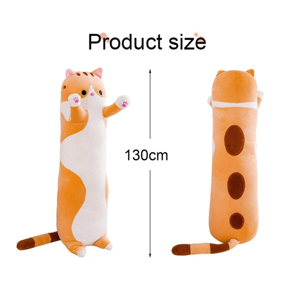 Stuffed Animals 130CM Soft Cute Plush Long cat pillow Cotton doll toy Office lunch Sleeping Pillow C