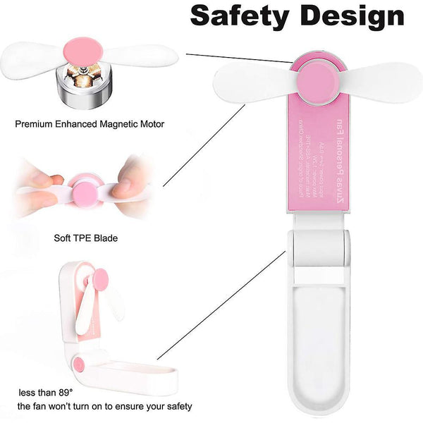 Pink Hand Fan 1200mah Small Fan Hand Fan Usb Fan Mini Portable Powered Hand Fans & Misters