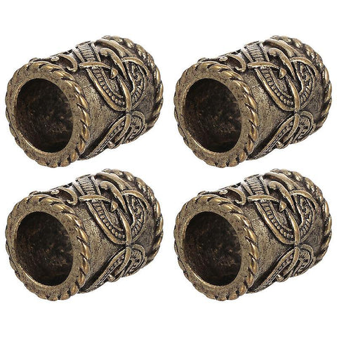 1.8x1.5cm Ancient bronze Jewelry Making Kits 4pcs Bearded Raven Ring Beard Beads Large Viking Hair Beads Hair Decor