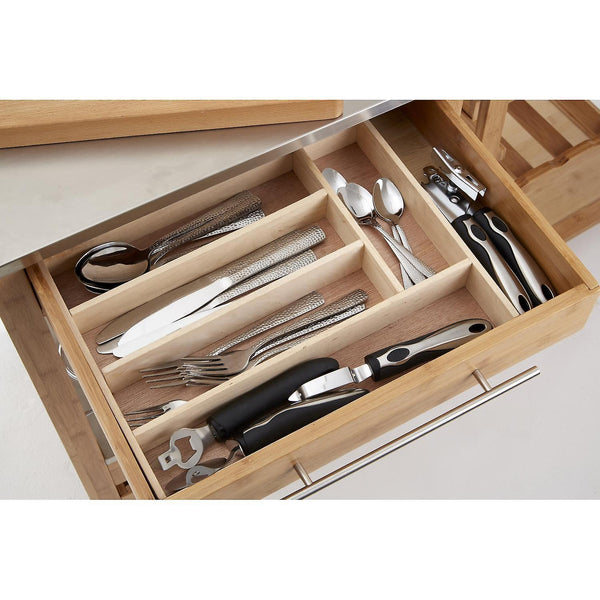 Utensil flatware trays birch wood 5 compartment cutlery tray