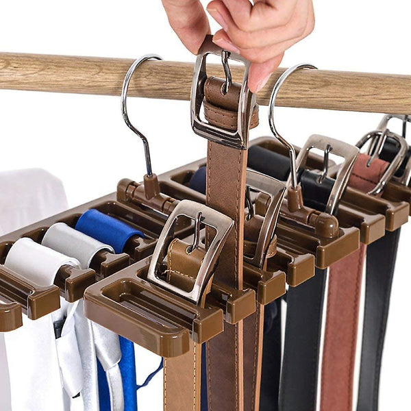 Brown Tie Hanger Non-slip Belt Holder Ties Clothes Hanger Storage Shoe Racks & Organizers