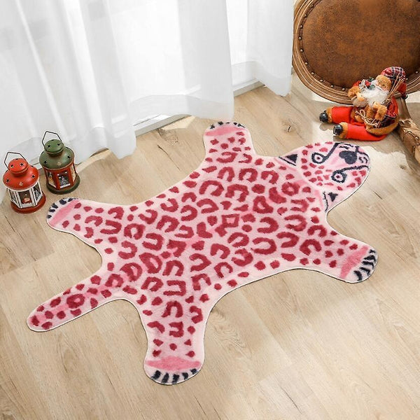 Bath mats rugs pink imitation leopard pattern rug faux skin leather nonslip mat washable animal print carpet