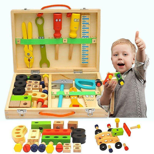 Alphabet Toys Children Handle Tool Box Wooden Educational Toy DIY Repair Screw Assembly Simulation T