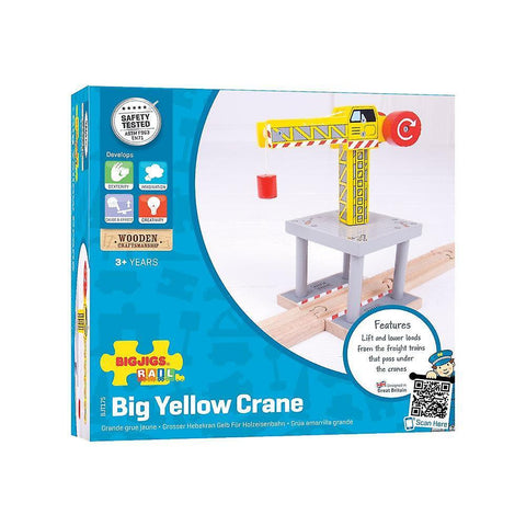 Toy trains train sets bigjigs rail magnetic big yellow crane - other major wooden rail brands are compatible