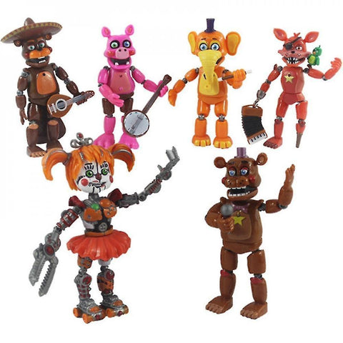 Action Toy Figures 6pcs Bear Toys Set 13cm Pvc Blocking Light Freddy Bear Anime Action Toy Figures B