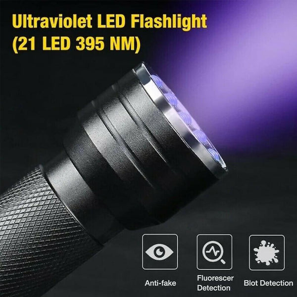 Led Uv Black Light Flashlight - Uv Black Light Flashlight - Ultraviolet Lamp With 21x Leds - Energy Efficiency Class: A - High Illumination Area Brig Flashlights & Headlamps