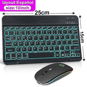 Remote controls rgb bluetooth keyboard and mouse set russian spainish wireless keyboard mouse combo rechargeable rgb