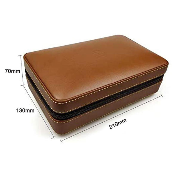 Leather Travel Cigar Humidor Case Portable Cedar Wood With Humidifier Humidifier For 4 Cigars Cigar Cases