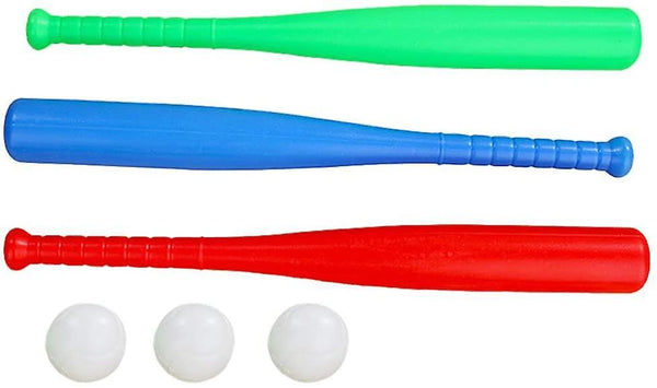 Kids Baseball Bat Plastic Bat & Ball Set 3 Baseball Bats And 3 Balls Combo Set - Baseball Toy Set For Children Boys Girls Toy Playsets