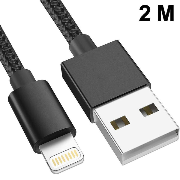 2m Black Iphone Charging Cable Long Cable Fast Charge Usb Charging Cable Power Adapter & Charger Accessories