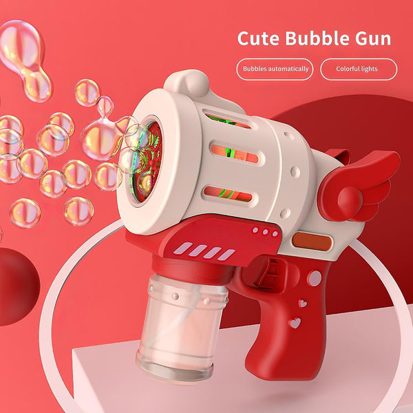 Bubble blowing toys bubble machine automatic indoor outdoor bubble machine maker gun shape exciting bubble pink