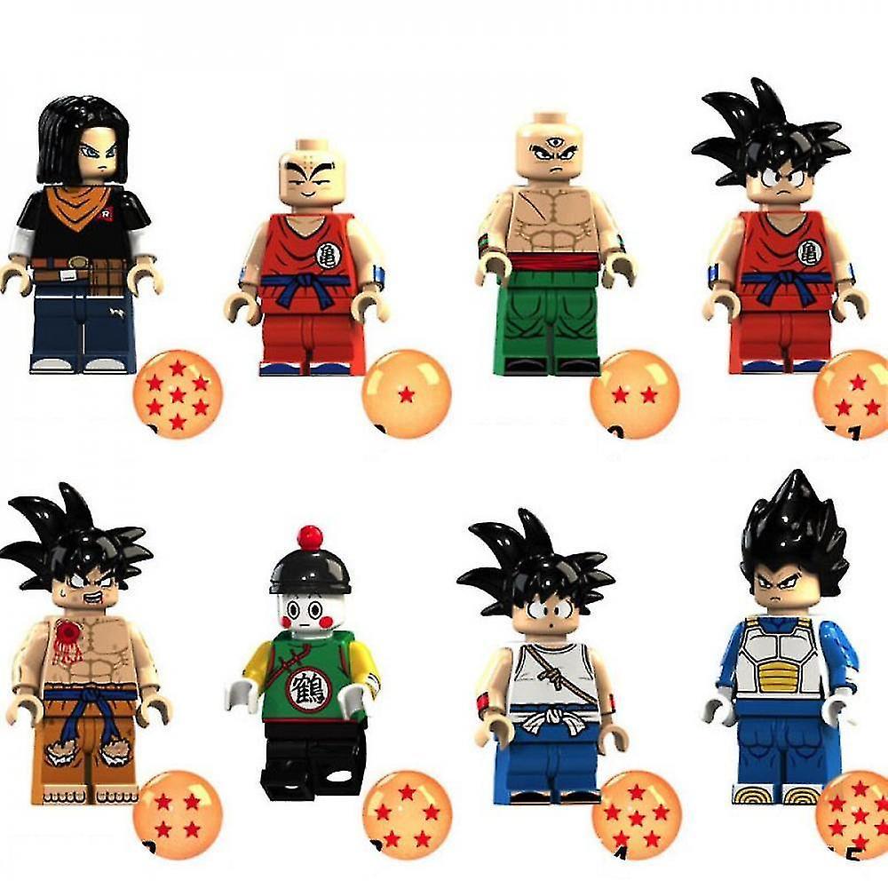 Action Toy Figures 8Pcs Anime Dragon Ball Z Building Blocks Guko Vegeta Gohan Chiaotzu Tien Shinhan