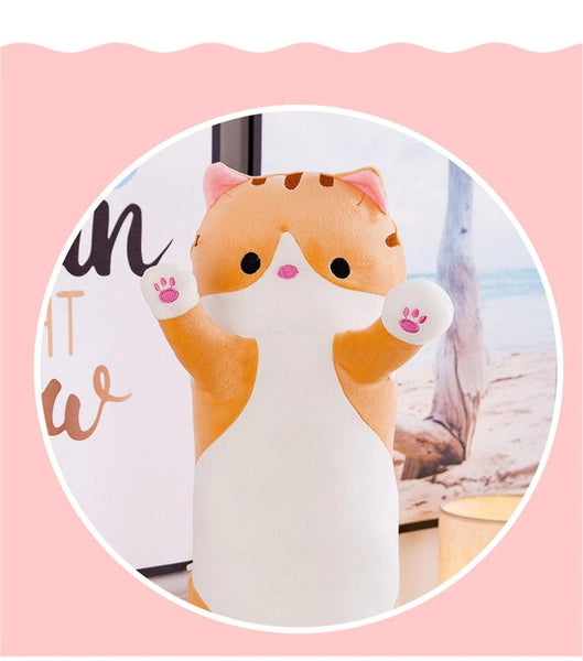 Stuffed Animals 130CM Soft Cute Plush Long cat pillow Cotton doll toy Office lunch Sleeping Pillow C