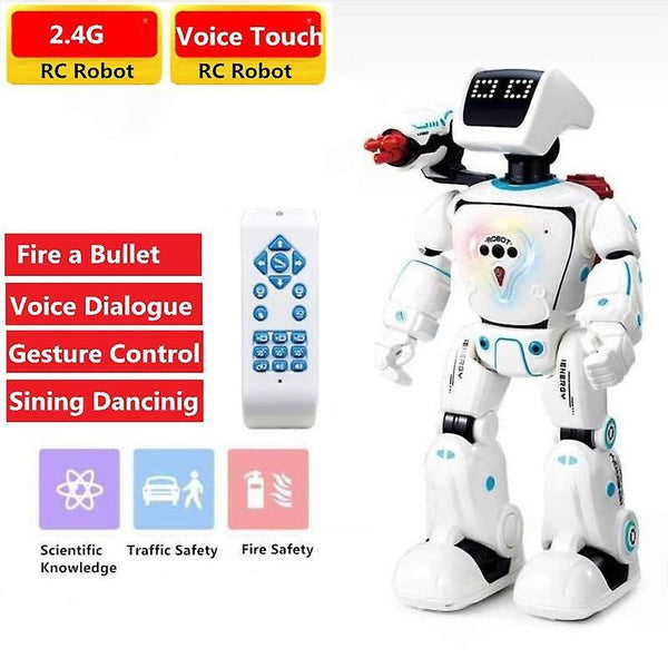 Robotic Toys Remote Control Intelligent Smart Robot Touch Launch Bullet RC Robot Child Christmas gif