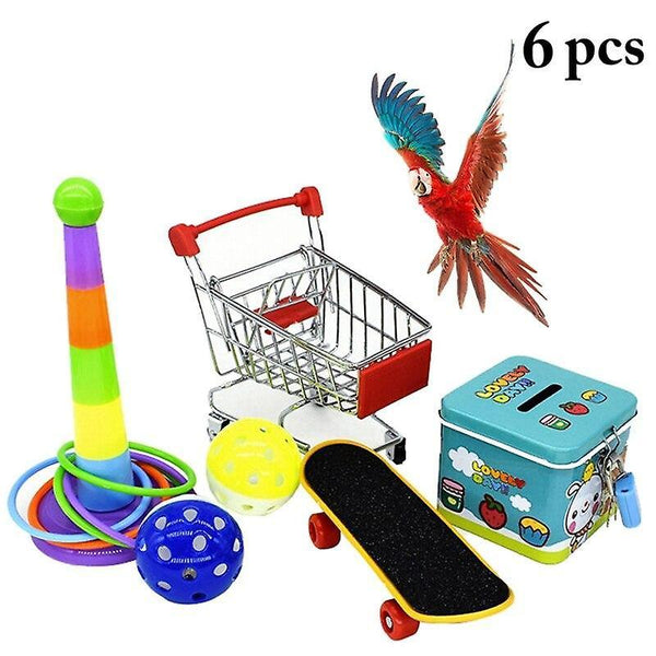 Bird toys 6pcs parrot toy set bite resistant funny parrot toy bird intelligence toy for parakeet|bird toys