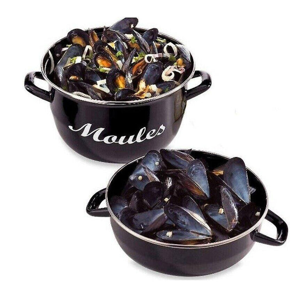 Saucepans 20cm mussel pan 2 litre enameled steel with lid saucepan pot