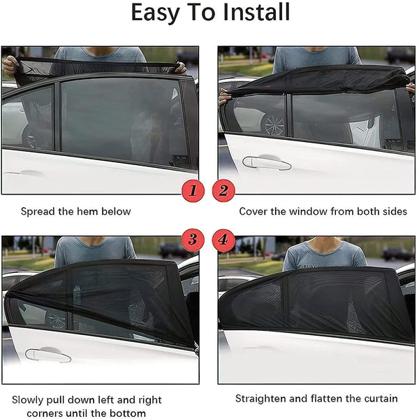 Universal Car Window Shade 2 Pack Car Side Window Sun Shade Sun Glare And Privacy Protection For Toddler Kids Baby Adult Double Layer Design Car Window Nets