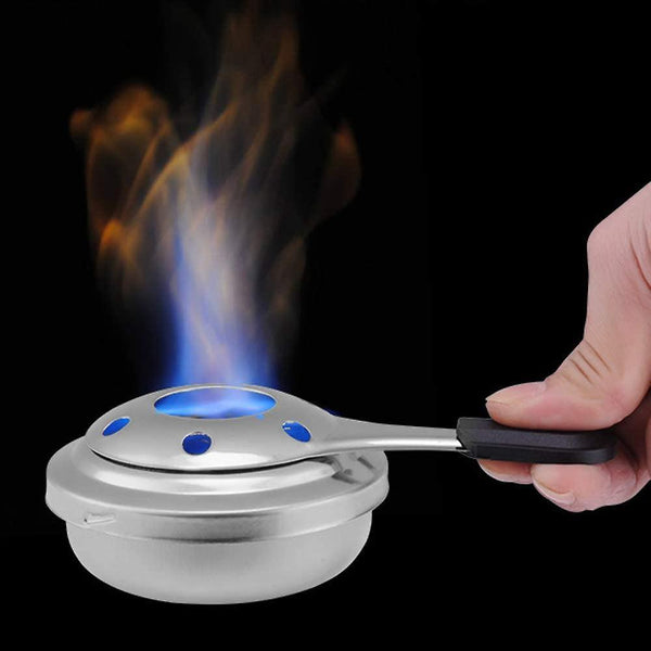 Alcohol Burner For Fondue Spirits Burner Stainless Steel Grey 18x 9.6 Cm Portable Cooking Stoves