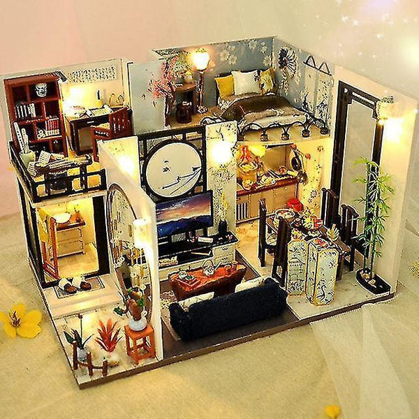 Dollhouse accessories assemble diy wooden house dollhouse kit wooden miniature doll houses miniature dollhouse toys with