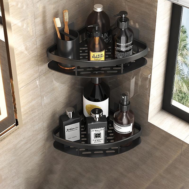 Tri Up Black Set Bathroom Shelves No-drill Corner Shelf Shower Storage Rack Holder Toilet Organizer Bathroom Accessories Bathroom Furniture Sets