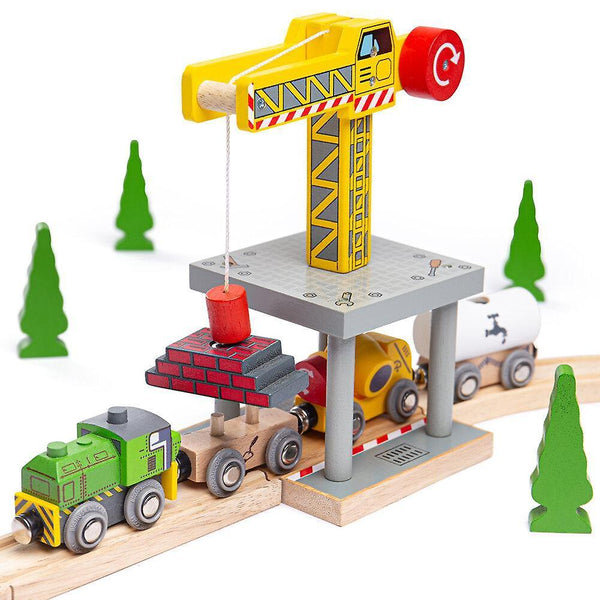 Toy trains train sets bigjigs rail magnetic big yellow crane - other major wooden rail brands are compatible