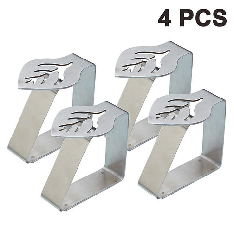 4pcs Stainless Steel Silver Thickened Strong Cloth Clip tablecloth Clamp Holder Table Cover Clamps Table Cloth Clips Holders For Outdoor And Indoor Tablecloth Clips & Weights