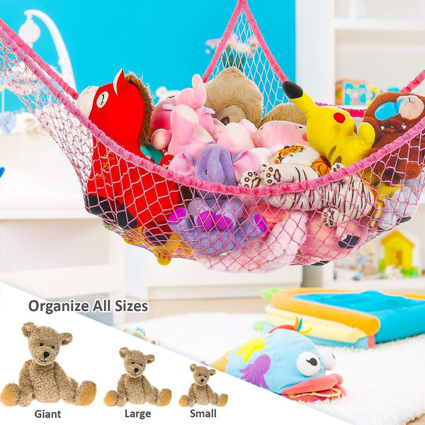 Jumbo Toy Hammock Stuffed Animals And Toy Storage Hammock Net 70" Wall Sling Corner Extra Large Kids Children Mesh Toy Net Organizer Hammocks