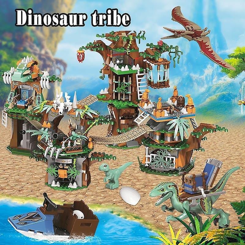 Action Toy Figures 1000Pcs Jurassic World Dinosaur Tree House Building Blocks