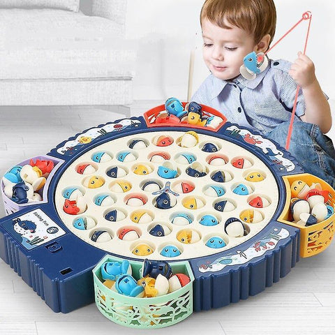 Fishing Toys Fishing Toy Children Electric Musical Rotating Board Play Fish Game Magnetic Fish Outdo