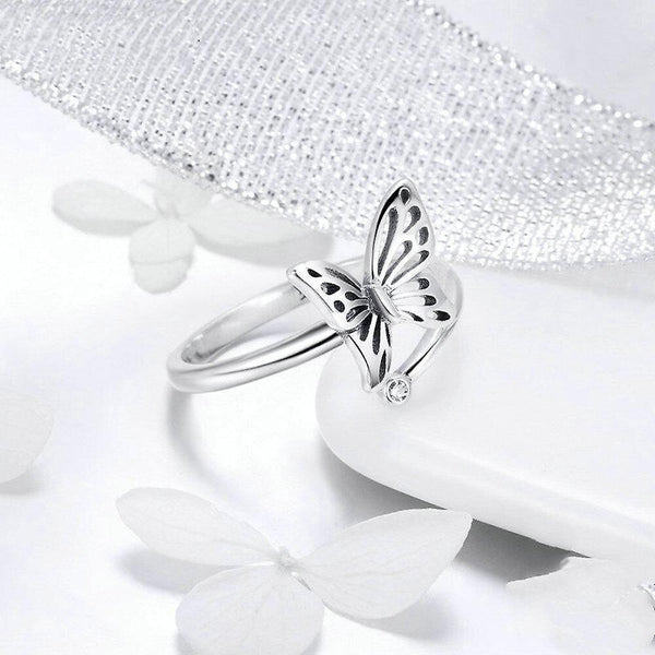 Rings silver plating vintage butterfly adjustable finger rings for women wedding engagement ring jewelry