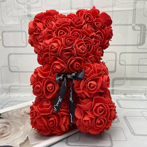 Christmas gift kids Valentines Day 25cm Red Rose Teddy Bear Rose Flower Artificial Decoration Women