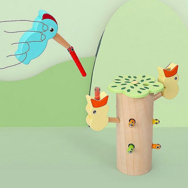 Fishing Toys Woodpecker Catcher Catching Worms Game Magnetic Fishing Children Wooden ToysChristmas g