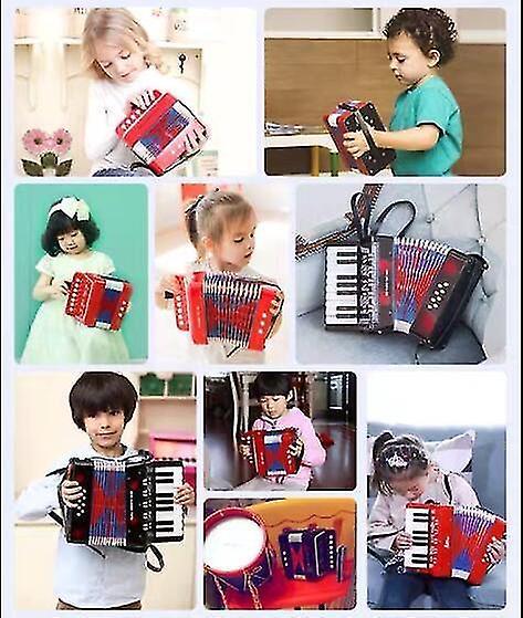 Accordions concertinas accordion 7-key 3 bass educational kids beginner practice mini music instrument band toy rose red