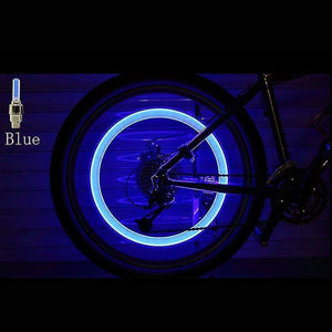 Bicycle tire valve caps 2 piece set of bicycle led tyre lights for valve mounting blue