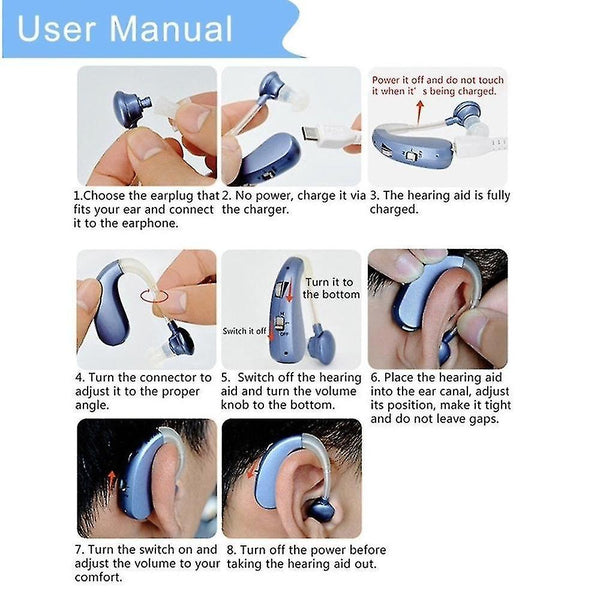 Hearing aids hearing aids for deafness rechargeable ear sound amplifier adjustable micro wireless ear hearing