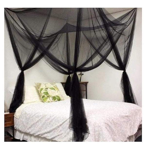 Double Mosquito Net Black 4 Poster Bed Canopy Decorative Princess Square Mosquito Net Large For Indoor Bedroom And Camping 74h X 82l X 94w Inches Mosquito Nets & Insect Screens