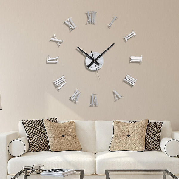 Wall clocks gold 3d diy large roman wall clock numerals