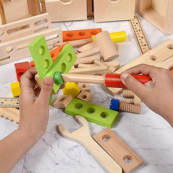 Alphabet Toys Children Handle Tool Box Wooden Educational Toy DIY Repair Screw Assembly Simulation T