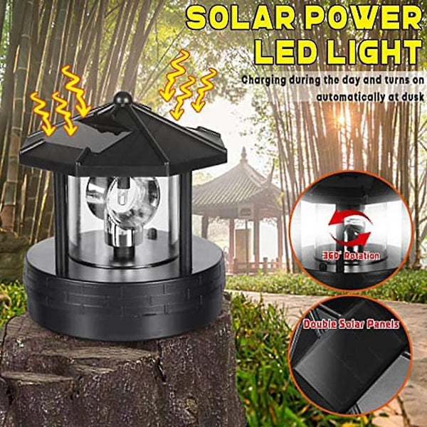 Solar Led Rotating Lighthouse Light Garden Yard Lawn Lamp Lighting For Outdoor Home Decor LED Light Bulbs