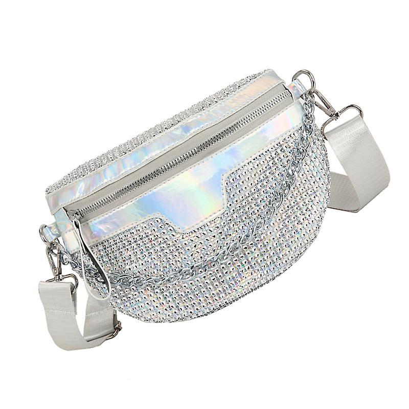 22.5X17X6CM Silver Fanny Packs Stylish Shiny Waist Bag Delicate Women Fanny Bag Chic Shopping Waist Pouch