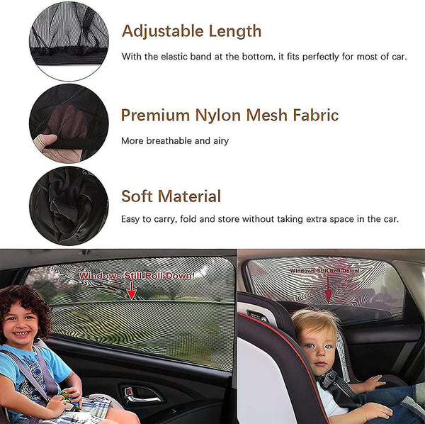 Universal Car Window Shade 2 Pack Car Side Window Sun Shade Sun Glare And Privacy Protection For Toddler Kids Baby Adult Double Layer Design Car Window Nets