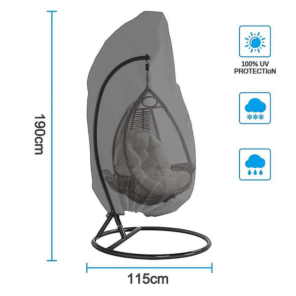 Black Hanging Chair Protective Cover Waterproof Windproof / Weatherproof Outdoor Furniture Covers