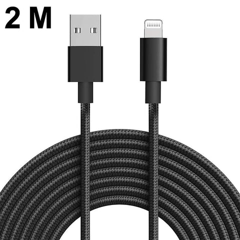 2m Black Iphone Charging Cable Long Cable Fast Charge Usb Charging Cable Power Adapter & Charger Accessories